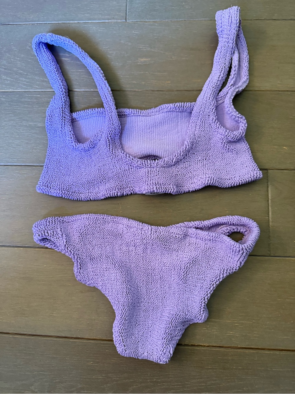 Hunza G Pastel Lilac Textured Two-Piece Swim Set - Picture 2 of 3
